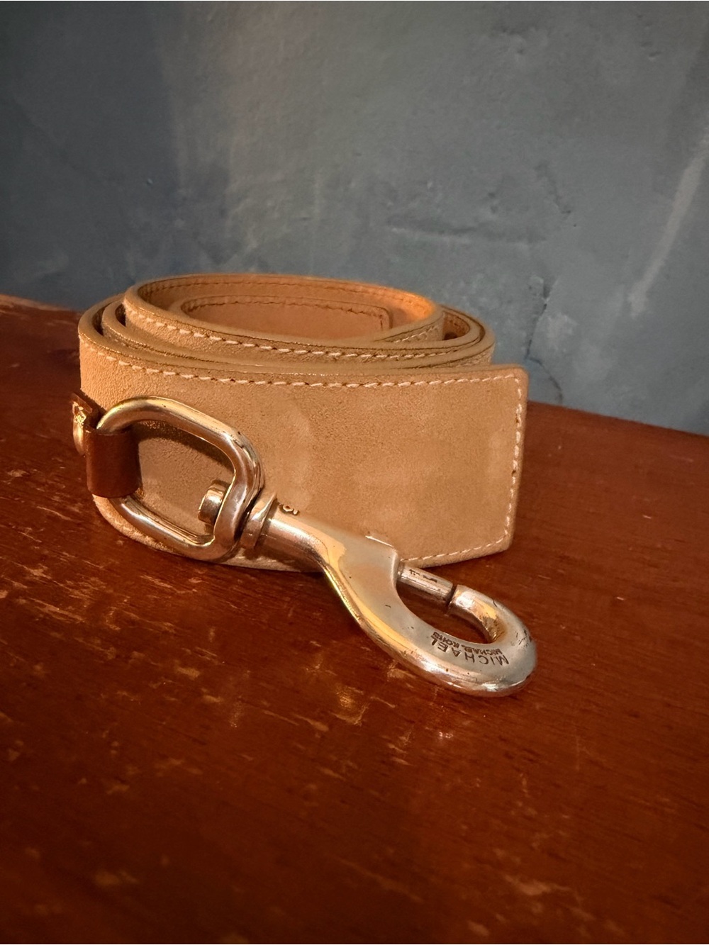 MICHAEL Michael Kors Tan Suede belt with Silver-Tone Clip